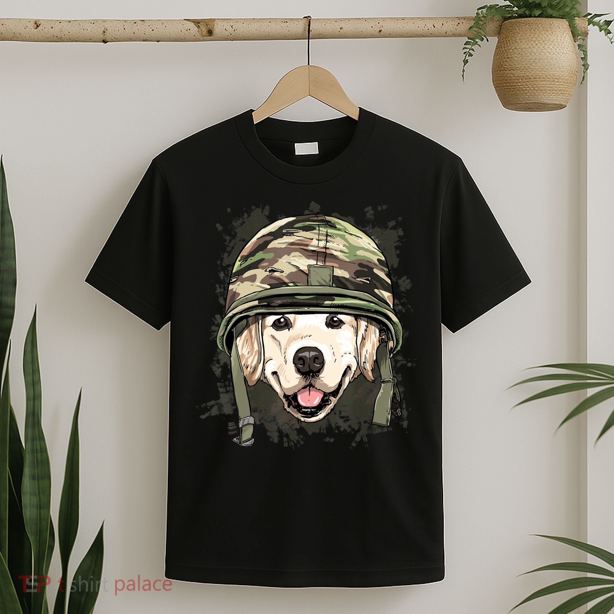Golden Retriever Soldier Veteran Funny Dog Army T-Shirt