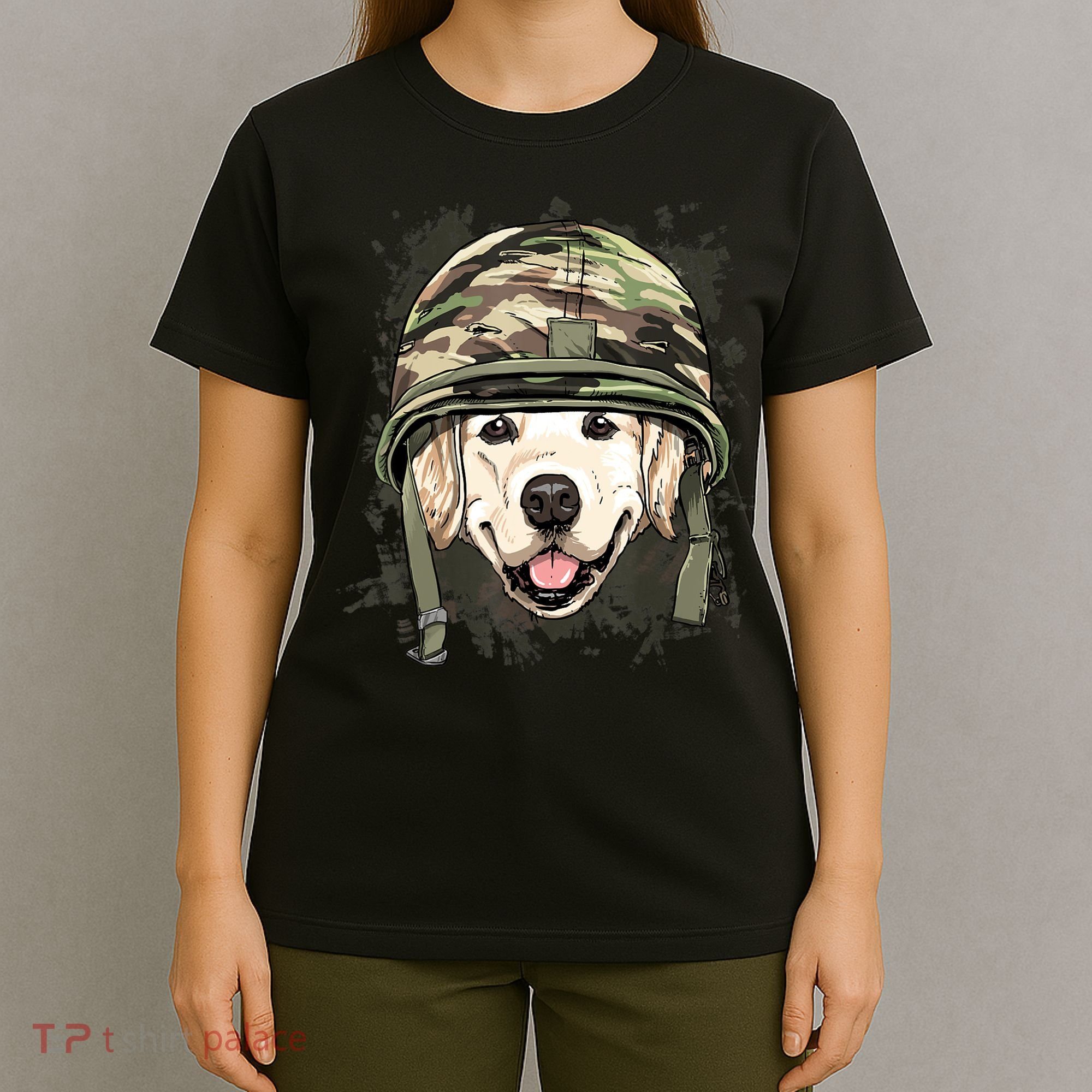 Golden Retriever Soldier Veteran Funny Dog Army T-Shirt