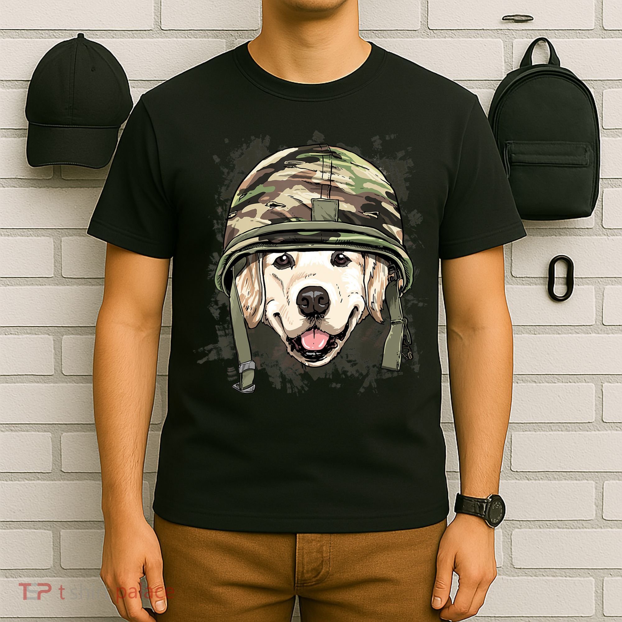 Golden Retriever Soldier Veteran Funny Dog Army T-Shirt