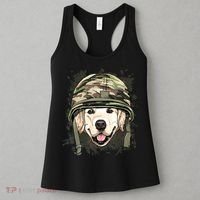 Golden Retriever Soldier Veteran Funny Dog Army Women's Tank Top thumb 3