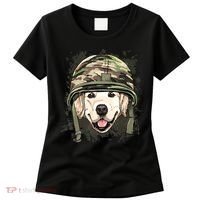 Golden Retriever Soldier Veteran Funny Dog Army Women's T-Shirt thumb 0