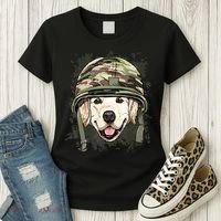 Golden Retriever Soldier Veteran Funny Dog Army Women's T-Shirt thumb 3