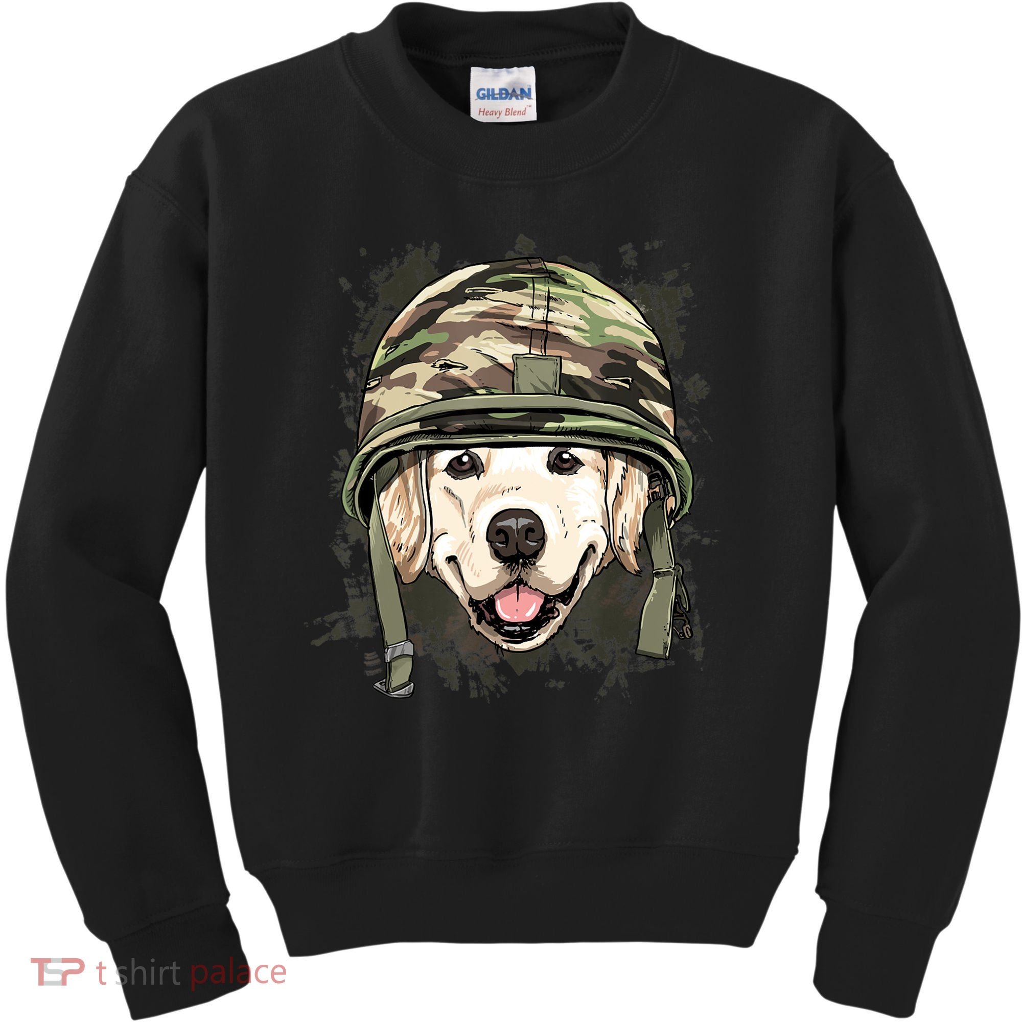 Golden Retriever Soldier Veteran Funny Dog Army Kids Sweatshirt