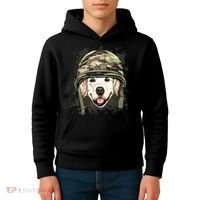 Golden Retriever Soldier Veteran Funny Dog Army Kids Hoodie thumb 4