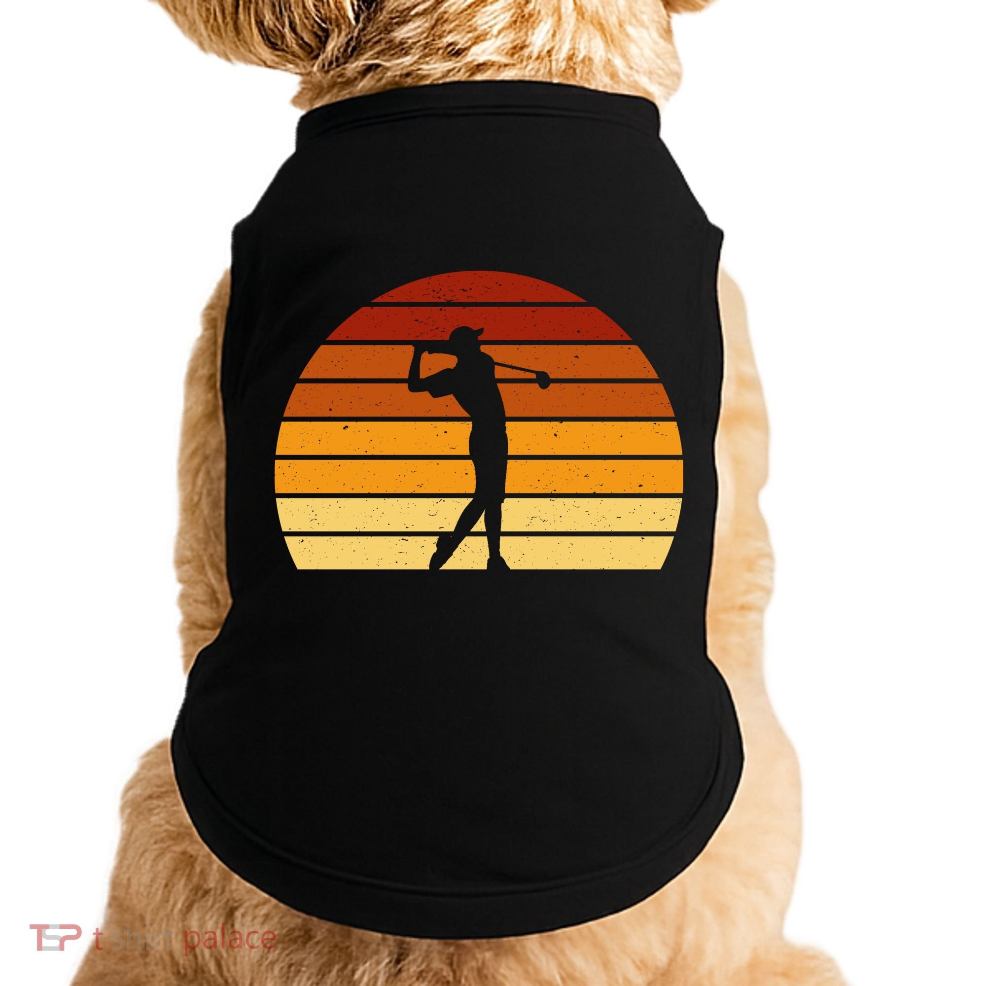 Golf Retro Sunset Golfing Doggie Tank