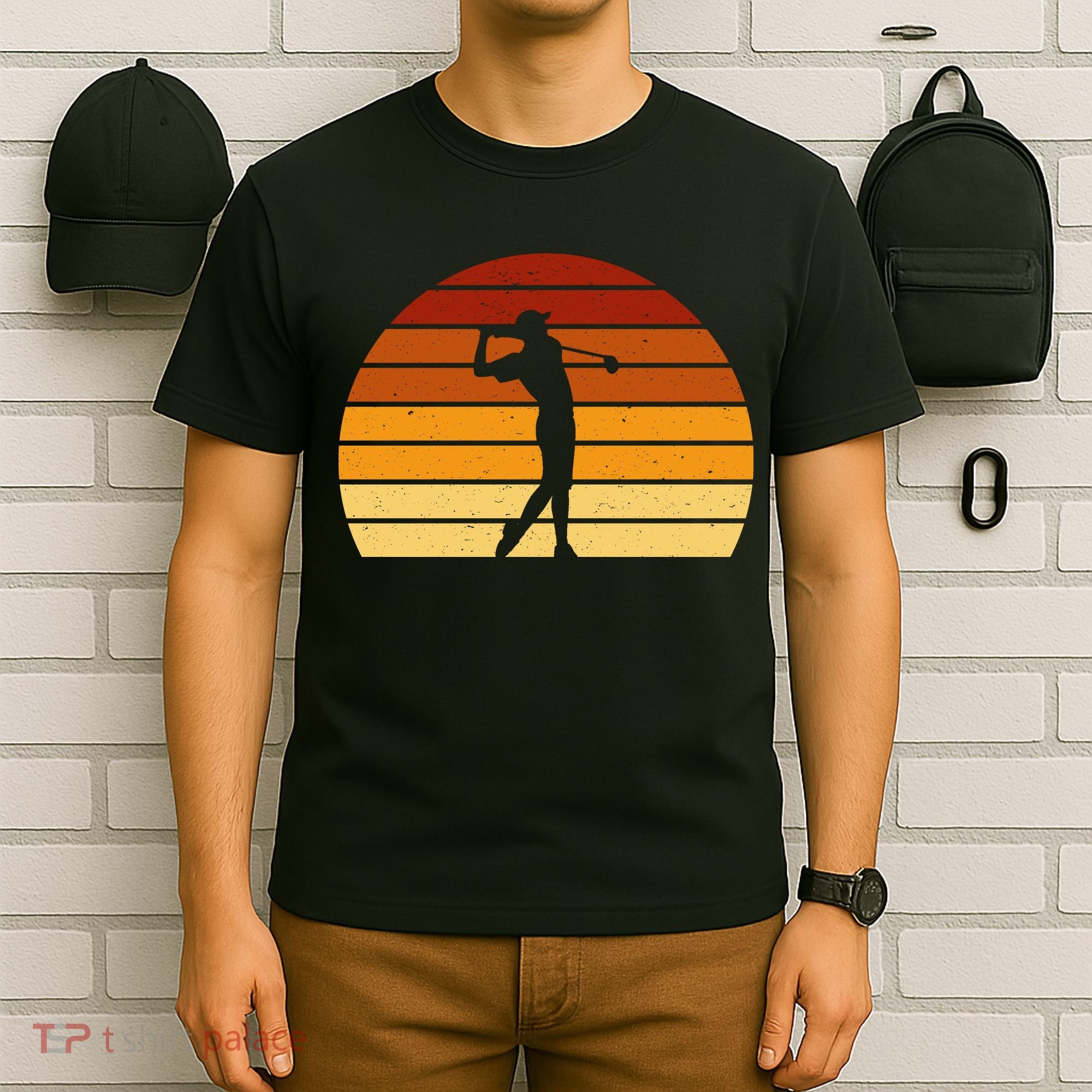 Golf Retro Sunset Golfing T-Shirt