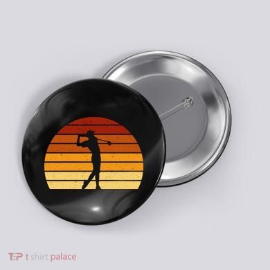 Golf Retro Sunset Golfing Button
