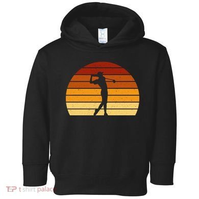 Golf Retro Sunset Golfing Toddler Hoodie