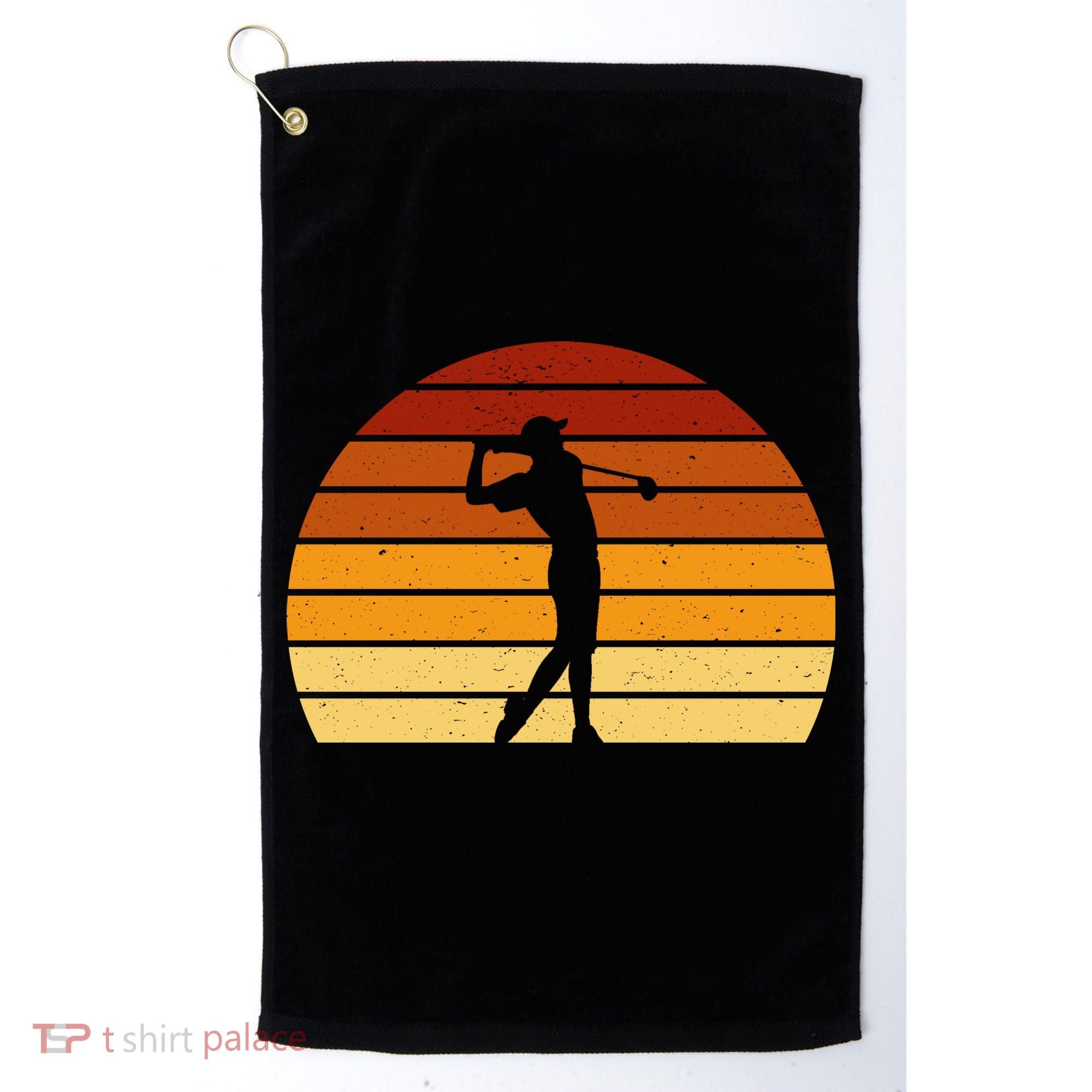 Golf Retro Sunset Golfing Golf Towel