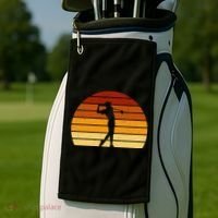 Golf Retro Sunset Golfing Golf Towel thumb 2
