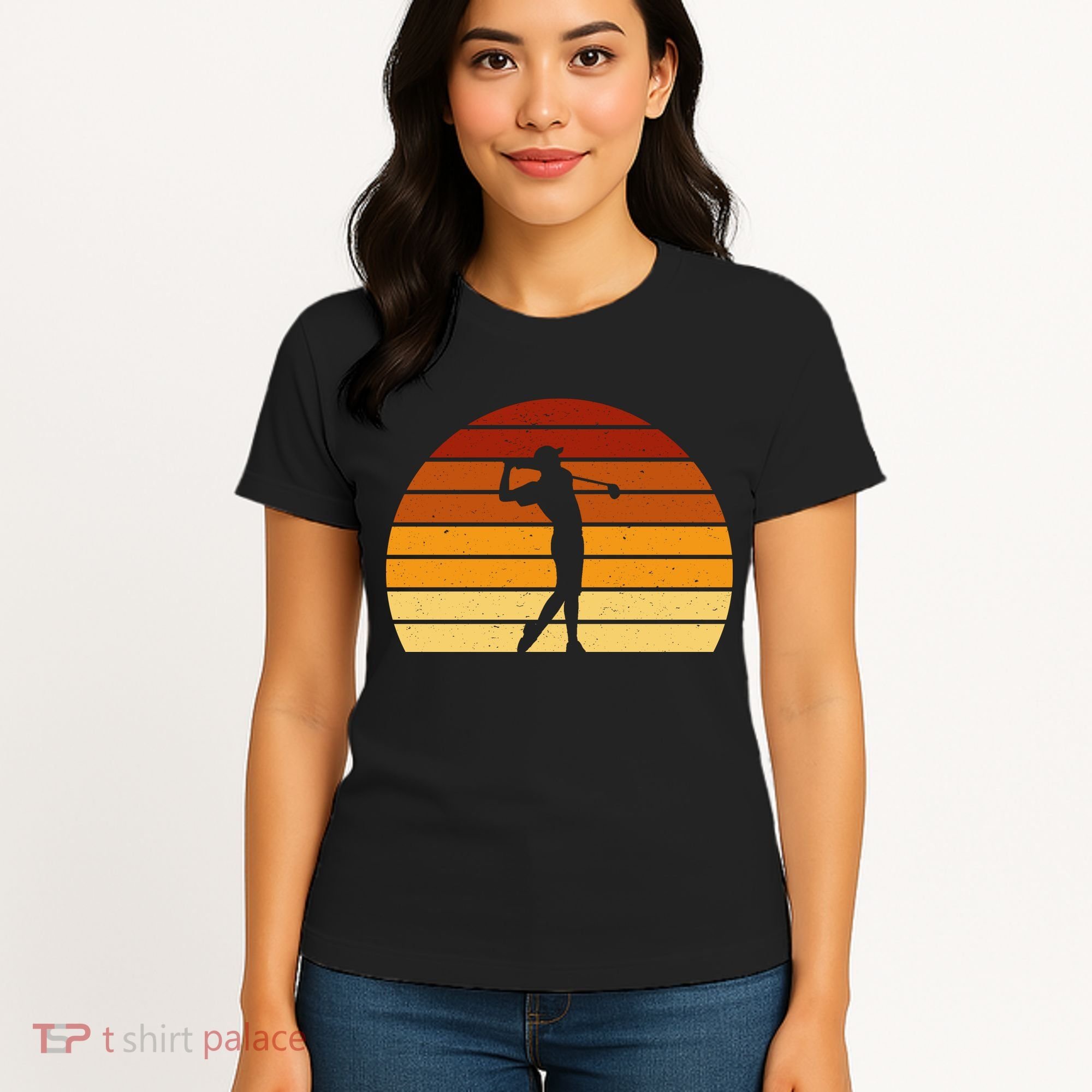 Golf Retro Sunset Golfing Women's T-Shirt