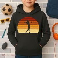 Golf Retro Sunset Golfing Kids Hoodie thumb 2