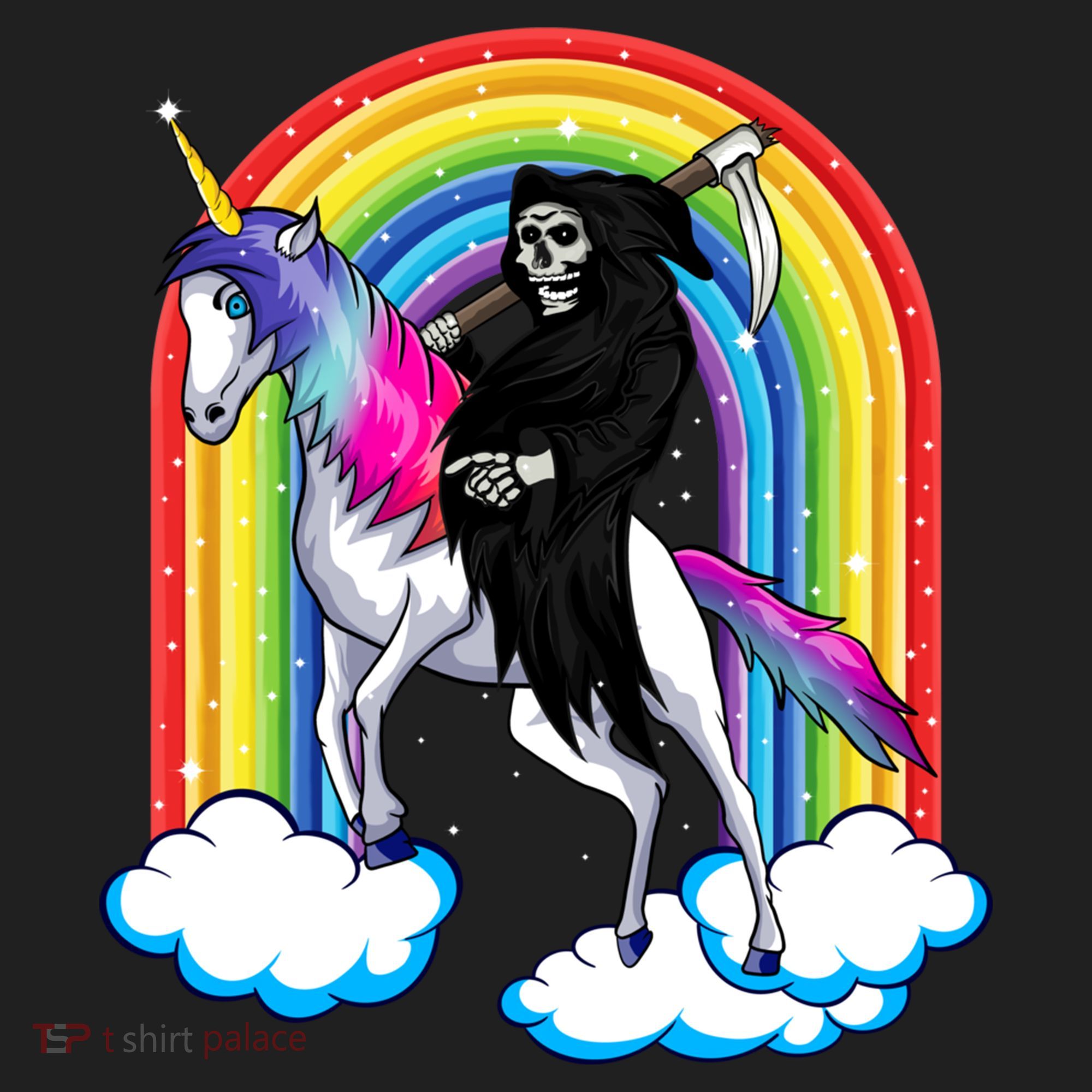 Grim Reaper Skull Riding An Unicorn Death Unicorn Halloween Gift Women's Sweatshirt