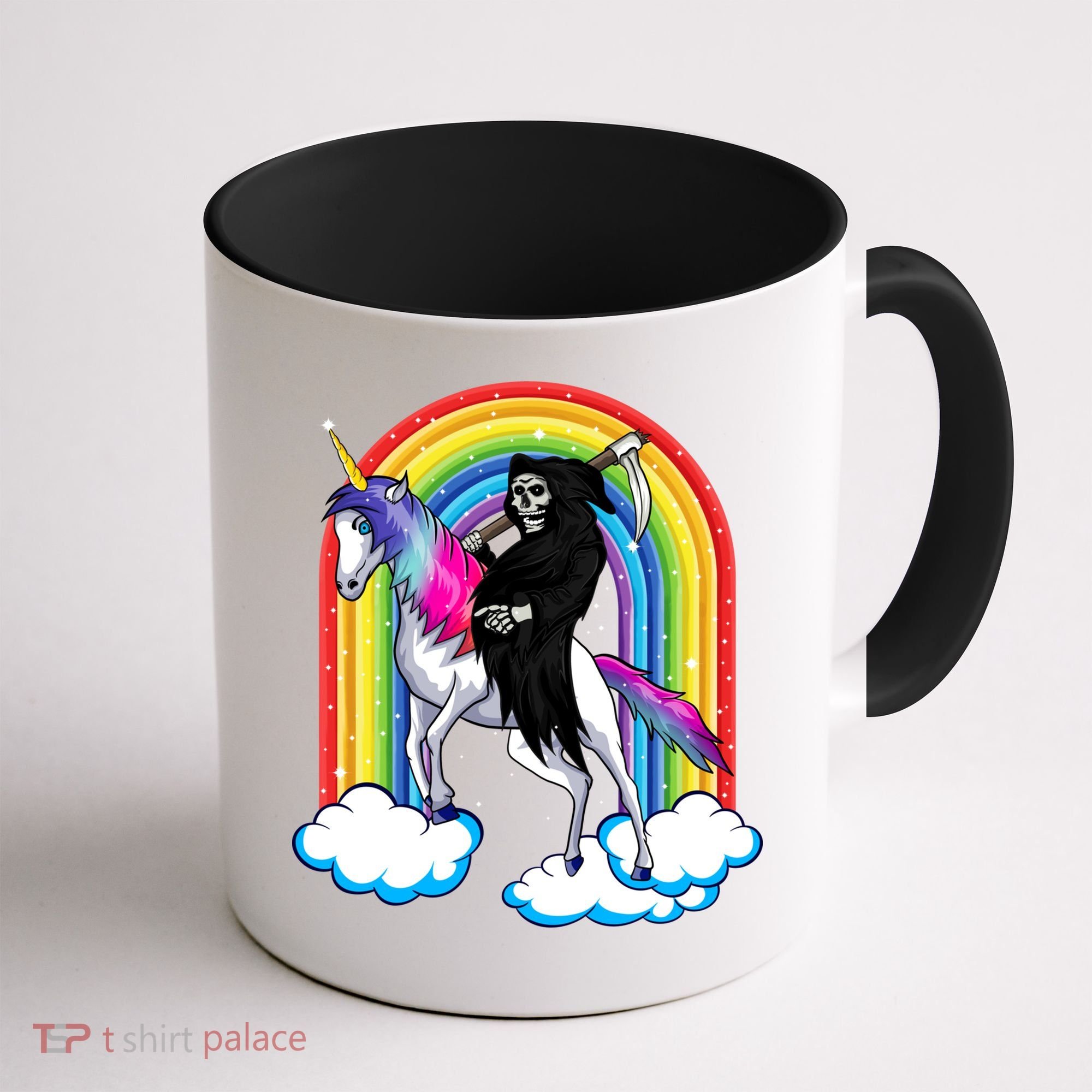 Grim Reaper Skull Riding An Unicorn Death Unicorn Halloween Gift Coffee Mug
