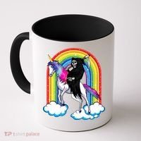 Grim Reaper Skull Riding An Unicorn Death Unicorn Halloween Gift Coffee Mug thumb 0