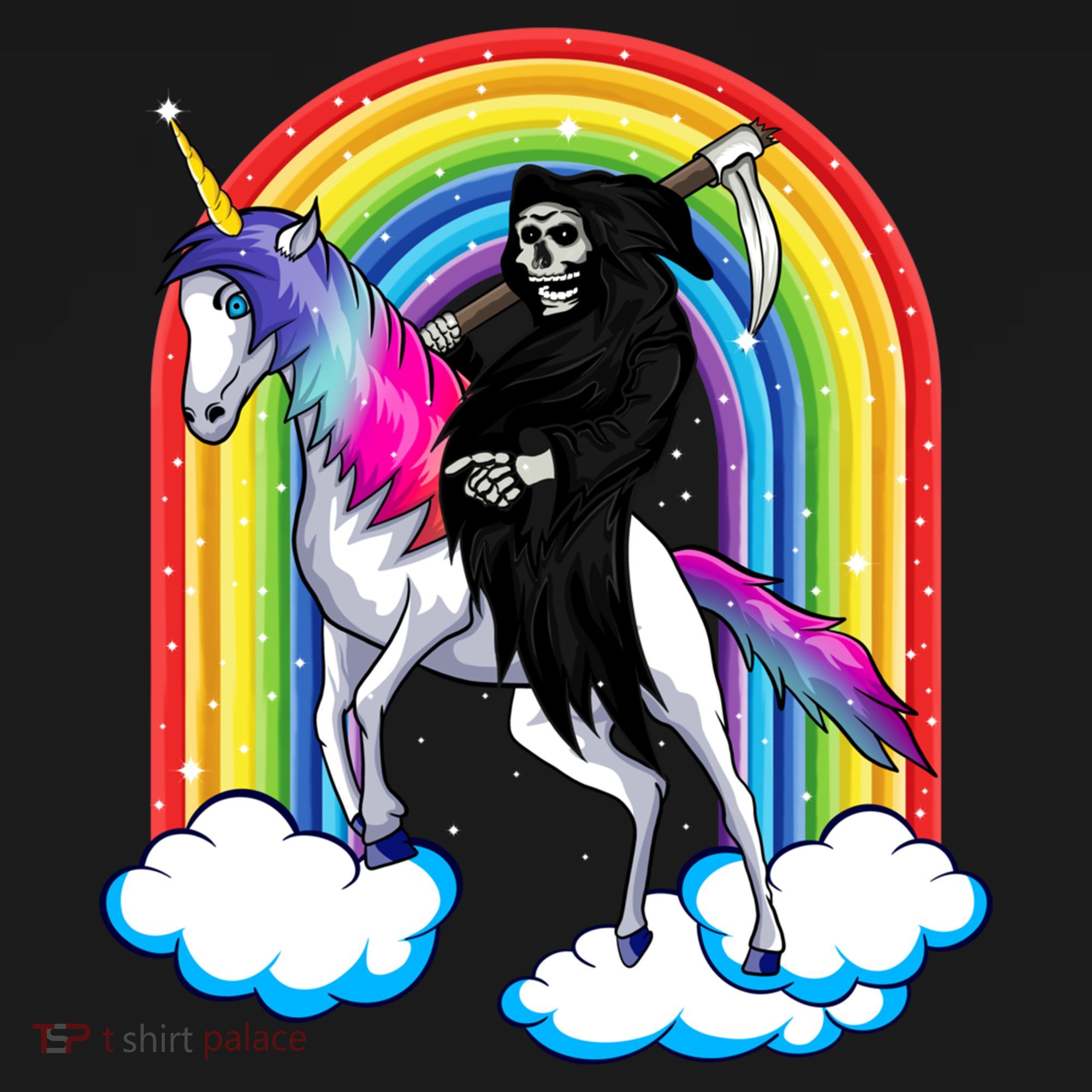 Grim Reaper Skull Riding An Unicorn Death Unicorn Halloween Gift Ornament