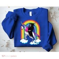Grim Reaper Skull Riding An Unicorn Death Unicorn Halloween Gift Sweatshirt thumb 2