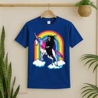 Grim Reaper Skull Riding An Unicorn Death Unicorn Halloween Gift T-Shirt thumb 2