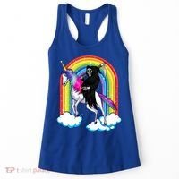 Grim Reaper Skull Riding An Unicorn Death Unicorn Halloween Gift Women's Tank Top thumb 0
