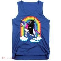 Grim Reaper Skull Riding An Unicorn Death Unicorn Halloween Gift Tank Top thumb 0