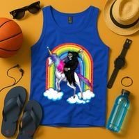 Grim Reaper Skull Riding An Unicorn Death Unicorn Halloween Gift Tank Top thumb 4