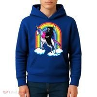 Grim Reaper Skull Riding An Unicorn Death Unicorn Halloween Gift Kids Hoodie thumb 4