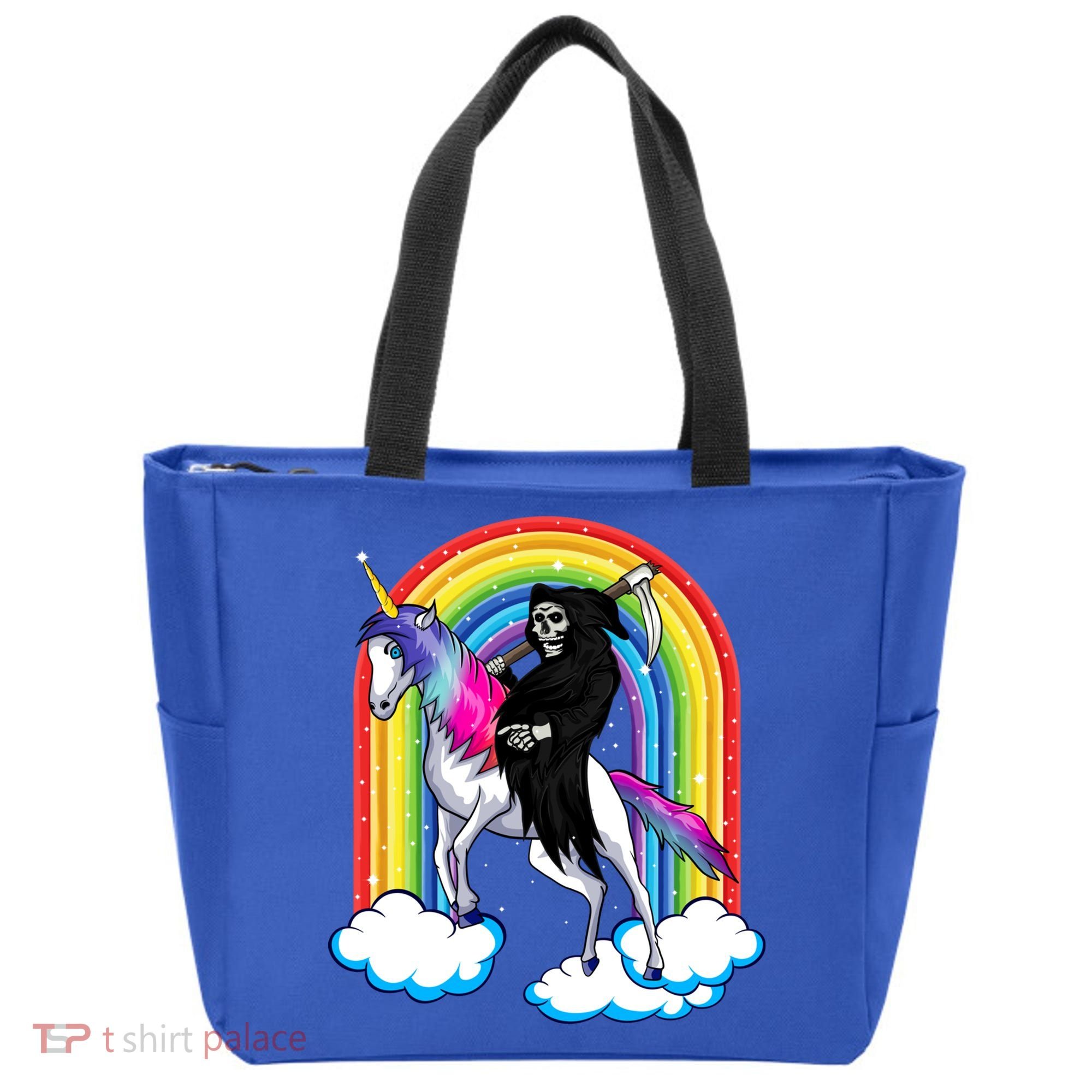 Grim Reaper Skull Riding An Unicorn Death Unicorn Halloween Gift Tote Bag