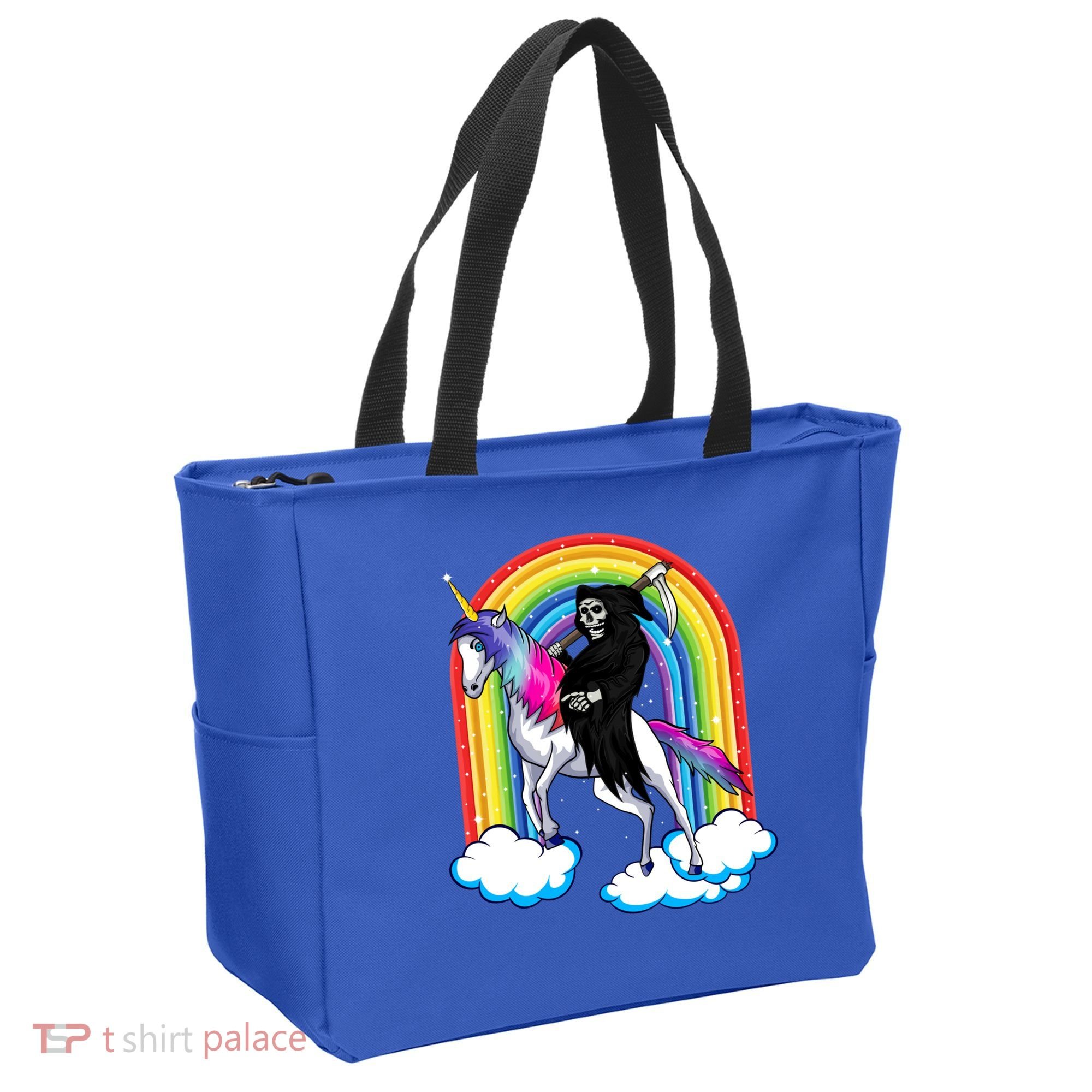 Grim Reaper Skull Riding An Unicorn Death Unicorn Halloween Gift Tote Bag