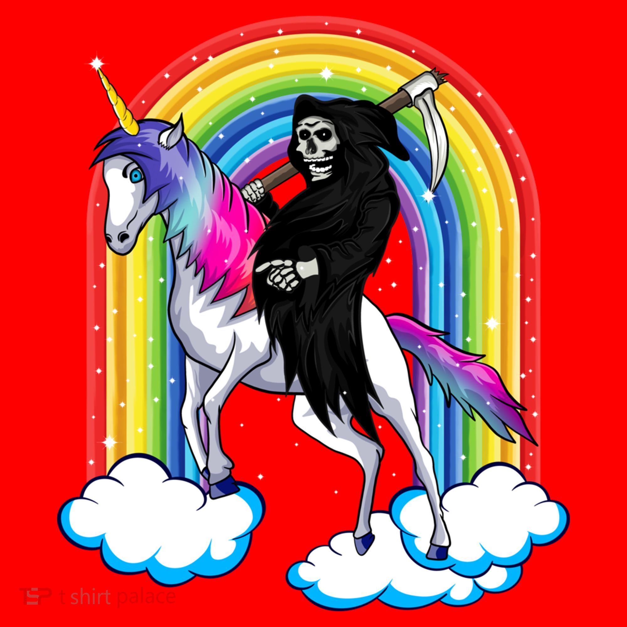 Grim Reaper Skull Riding An Unicorn Death Unicorn Halloween Gift Santa Hat