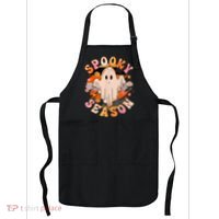 Groovy Retro Spooky Season Retro Ghost Halloween Apron thumb 0