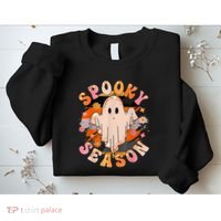 Groovy Retro Spooky Season Retro Ghost Halloween Sweatshirt thumb 2