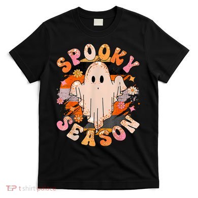 Groovy Retro Spooky Season Retro Ghost Halloween T-Shirt