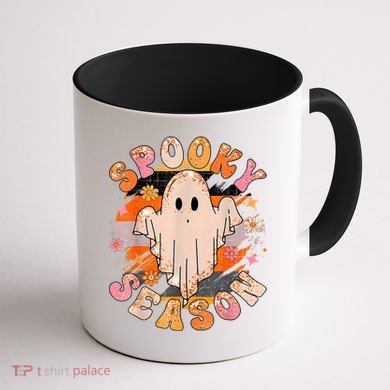Groovy Retro Spooky Season Retro Ghost Halloween Coffee Mug back