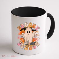 Groovy Retro Spooky Season Retro Ghost Halloween Coffee Mug thumb 1