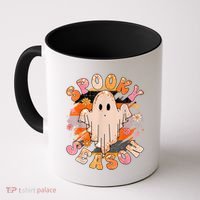 Groovy Retro Spooky Season Retro Ghost Halloween Coffee Mug thumb 0
