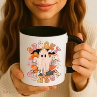 Groovy Retro Spooky Season Retro Ghost Halloween Coffee Mug thumb 3