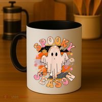 Groovy Retro Spooky Season Retro Ghost Halloween Coffee Mug thumb 4