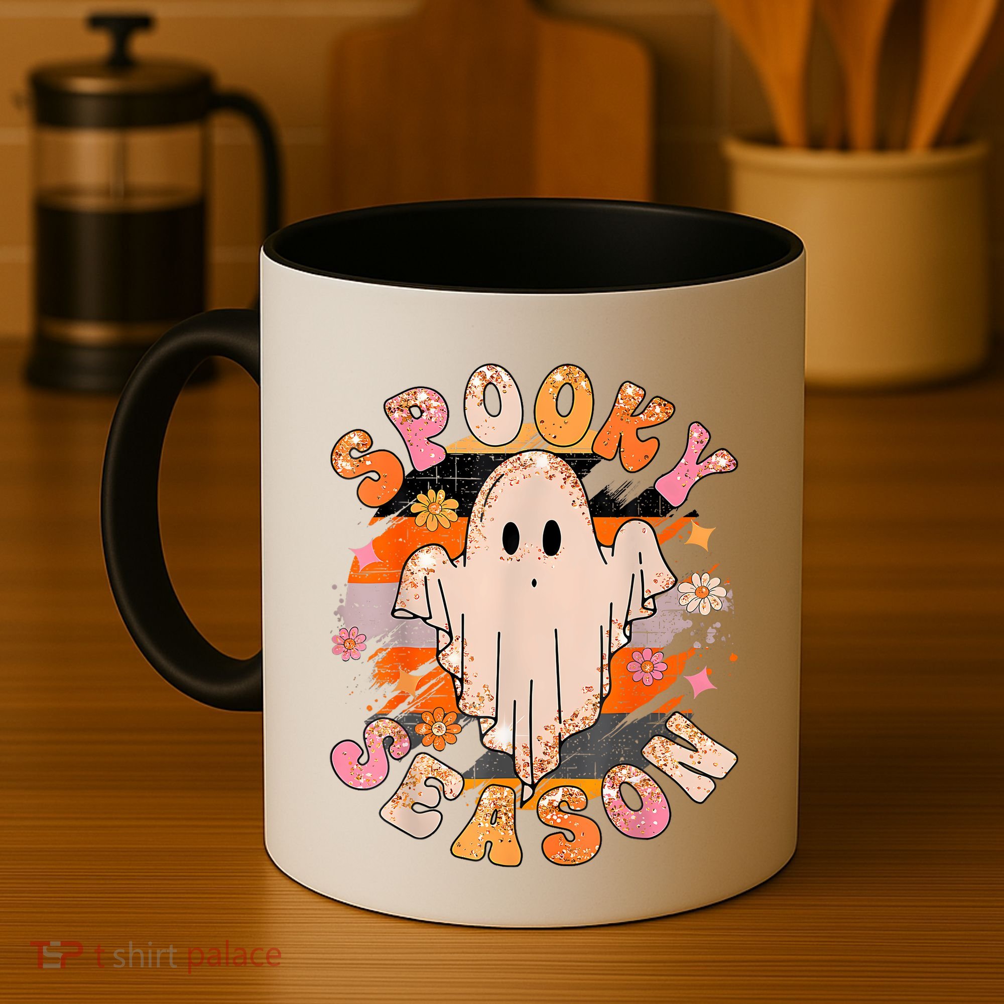 Groovy Retro Spooky Season Retro Ghost Halloween Coffee Mug