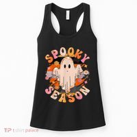 Groovy Retro Spooky Season Retro Ghost Halloween Women's Tank Top thumb 0