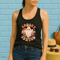 Groovy Retro Spooky Season Retro Ghost Halloween Women's Tank Top thumb 2