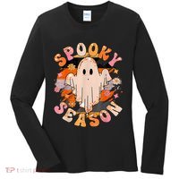 Groovy Retro Spooky Season Retro Ghost Halloween Women's Long Sleeve Shirt thumb 0