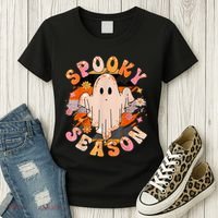 Groovy Retro Spooky Season Retro Ghost Halloween Women's T-Shirt thumb 3