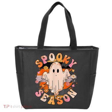 Groovy Retro Spooky Season Retro Ghost Halloween Tote Bag