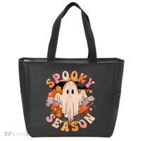 Groovy Retro Spooky Season Retro Ghost Halloween Tote Bag thumb 0