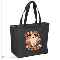 Groovy Retro Spooky Season Retro Ghost Halloween Tote Bag thumb 2