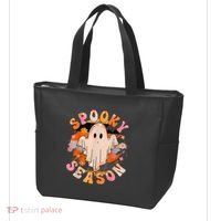 Groovy Retro Spooky Season Retro Ghost Halloween Tote Bag thumb 3