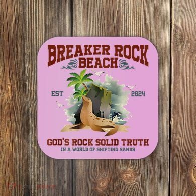 GodS Rock Solid Retro Breaker Rock Beach Vbs 2024 Coaster