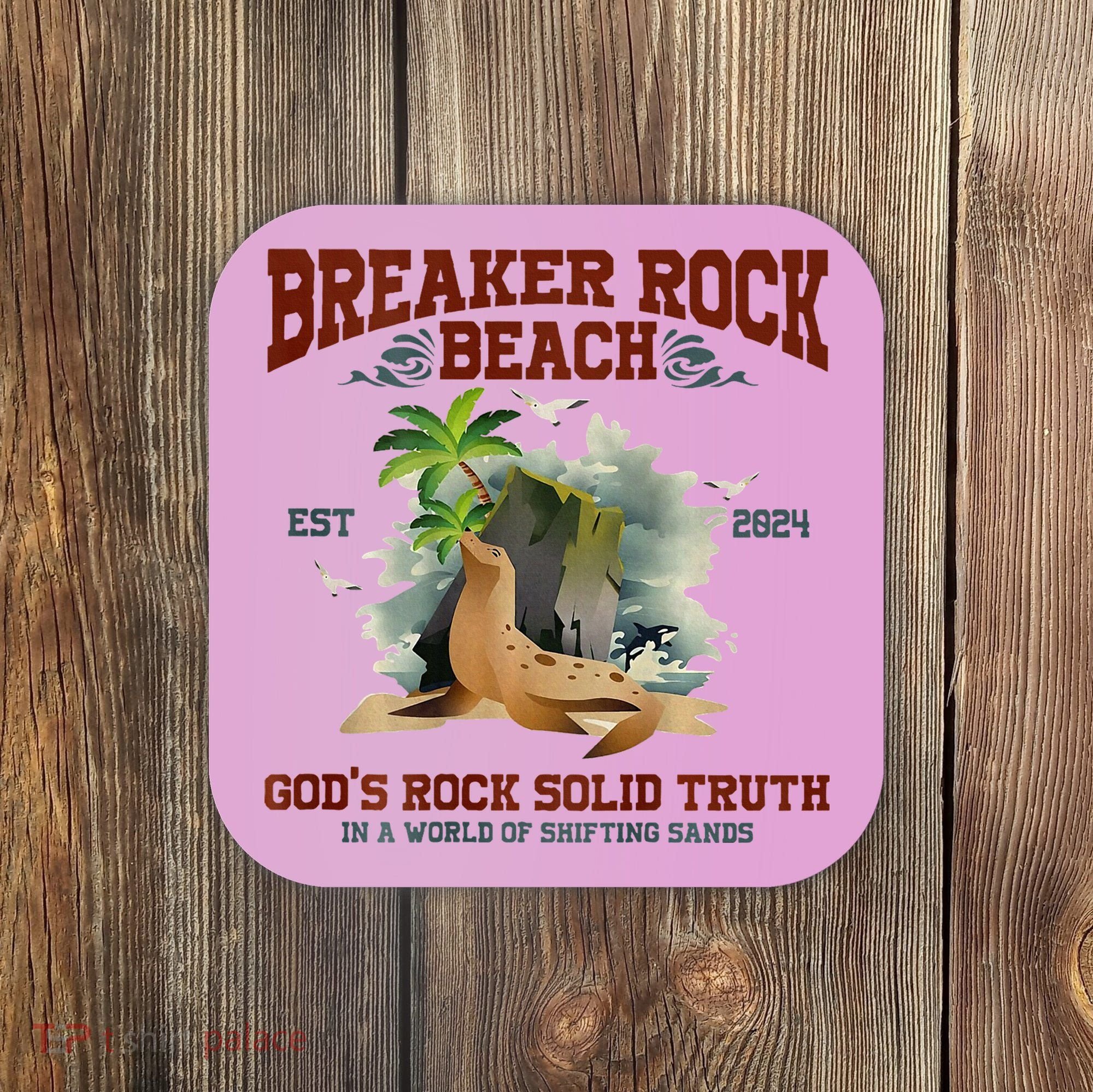 GodS Rock Solid Retro Breaker Rock Beach Vbs 2024 Coaster