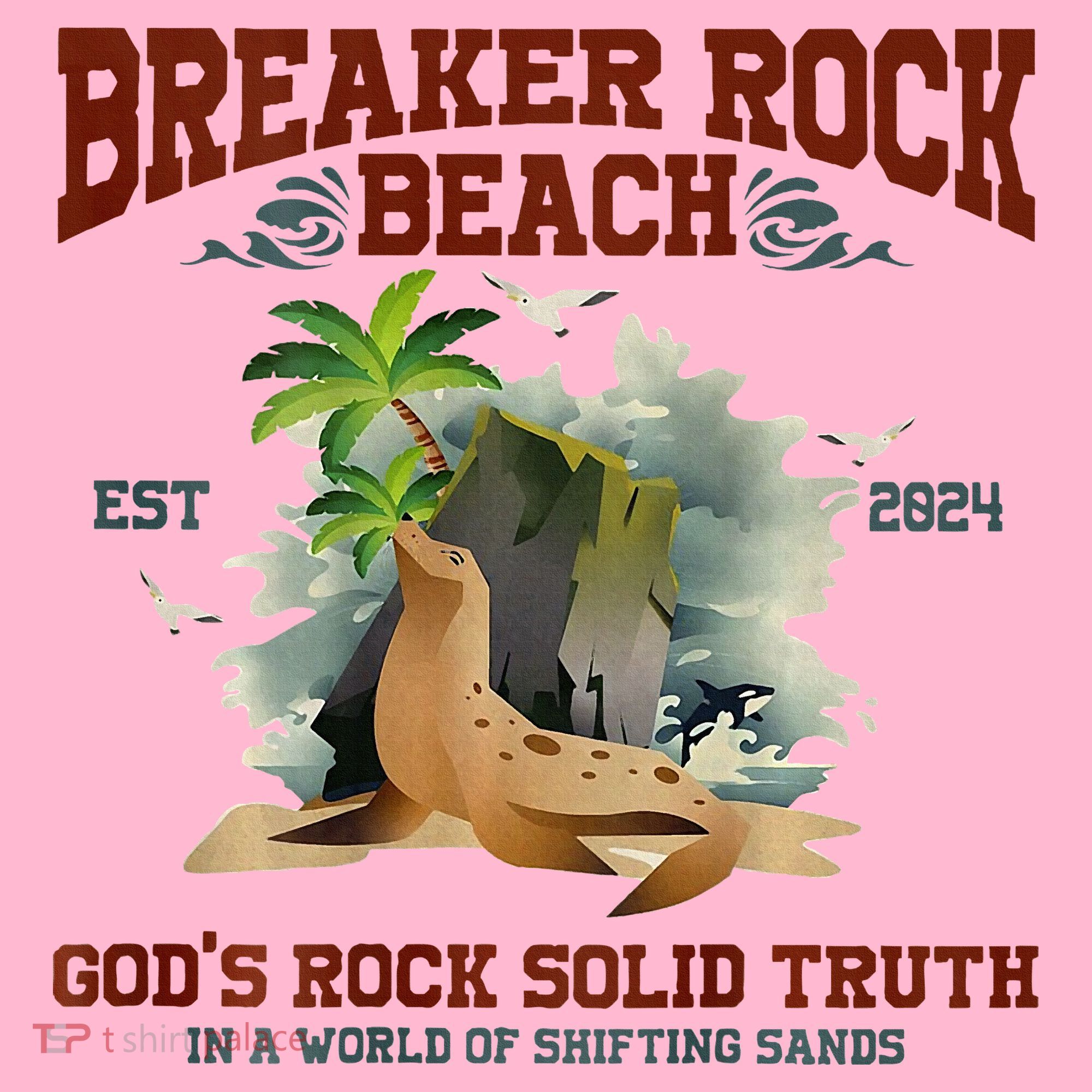 GodS Rock Solid Retro Breaker Rock Beach Vbs 2024 Coaster