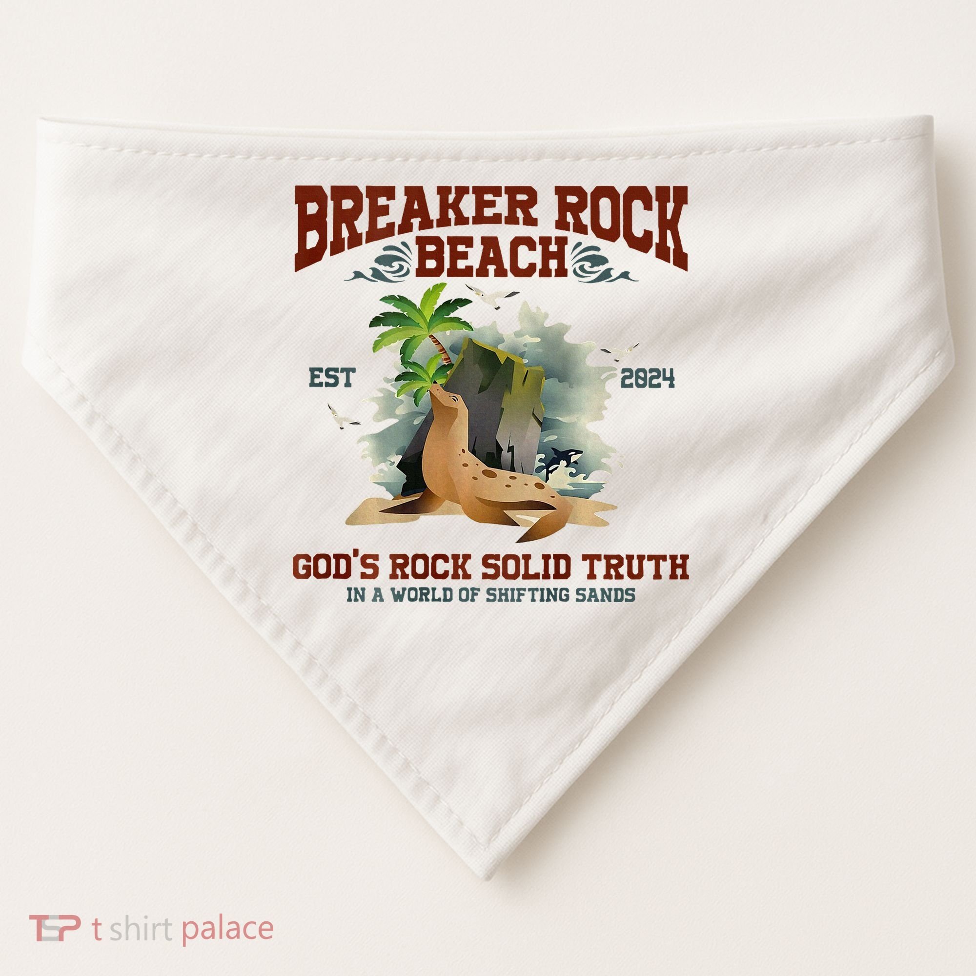 GodS Rock Solid Retro Breaker Rock Beach Vbs 2024 USA-Made Doggie Bandana